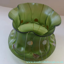 Load image into Gallery viewer, LARGE Bohemian Glass KRALIK Vase with Striefen and Flecken Decoration, c 1899
