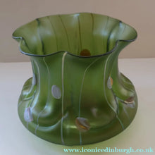 Load image into Gallery viewer, LARGE Bohemian Glass KRALIK Vase with Striefen and Flecken Decoration, c 1899
