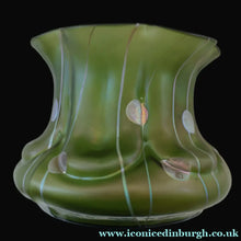 Load image into Gallery viewer, LARGE Bohemian Glass KRALIK Vase with Striefen and Flecken Decoration, c 1899
