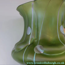 Load image into Gallery viewer, LARGE Bohemian Glass KRALIK Vase with Striefen and Flecken Decoration, c 1899
