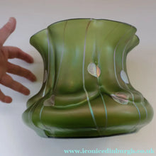 Load image into Gallery viewer, LARGE Bohemian Glass KRALIK Vase with Striefen and Flecken Decoration, c 1899
