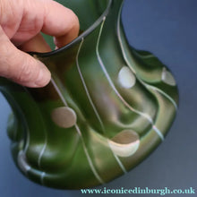 Load image into Gallery viewer, LARGE Bohemian Glass KRALIK Vase with Striefen and Flecken Decoration, c 1899
