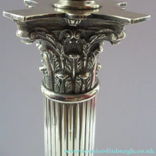 Load image into Gallery viewer, LARGE ANTIQUE Brass Column Lamp with Stepped Plinth Base &amp; Corinthian Capital. WORKING
