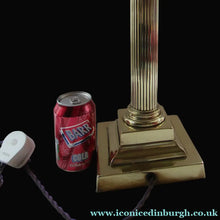 Load image into Gallery viewer, LARGE ANTIQUE Brass Column Lamp with Stepped Plinth Base &amp; Corinthian Capital. WORKING
