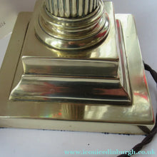 Load image into Gallery viewer, LARGE ANTIQUE Brass Column Lamp with Stepped Plinth Base &amp; Corinthian Capital. WORKING

