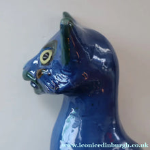 Load image into Gallery viewer, Large ANTIQUE CH Brannam Pottery, Barnstaple, Devon Model of a Seated Cat with Original Yellow Glass Eyes
