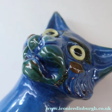 Load image into Gallery viewer, Large ANTIQUE CH Brannam Pottery, Barnstaple, Devon Model of a Seated Cat with Original Yellow Glass Eyes
