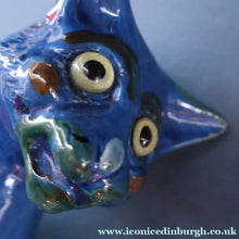 Load image into Gallery viewer, Large ANTIQUE CH Brannam Pottery, Barnstaple, Devon Model of a Seated Cat with Original Yellow Glass Eyes
