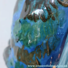 Load image into Gallery viewer, Large ANTIQUE CH Brannam Pottery, Barnstaple, Devon Model of a Seated Cat with Original Yellow Glass Eyes
