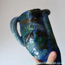 Load image into Gallery viewer, Large ANTIQUE CH Brannam Pottery, Barnstaple, Devon Model of a Seated Cat with Original Yellow Glass Eyes
