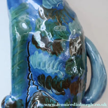 Load image into Gallery viewer, Large ANTIQUE CH Brannam Pottery, Barnstaple, Devon Model of a Seated Cat with Original Yellow Glass Eyes
