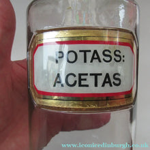 Load image into Gallery viewer, Antique Chemist Bottle with Ball Stopper and Foil Glass Covered Label
