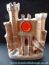 Load image into Gallery viewer, LARGE Antique Flat Back Staffordshire Pottery Baronial Castle Watch Holder
