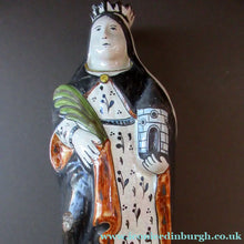 Load image into Gallery viewer, Large Antique French Quimper Faience Sculpture of Saint Barbe (Barbara)
