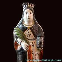 Load image into Gallery viewer, Large Antique French Quimper Faience Sculpture of Saint Barbe (Barbara)
