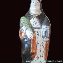 Load image into Gallery viewer, Large Antique French Quimper Faience Sculpture of Saint Barbe (Barbara)
