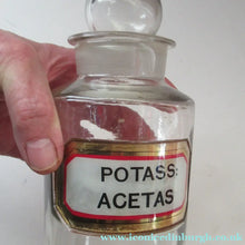 Load image into Gallery viewer, Antique Chemist Bottle with Ball Stopper and Foil Glass Covered Label

