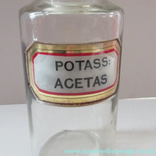 Load image into Gallery viewer, Antique Chemist Bottle with Ball Stopper and Foil Glass Covered Label
