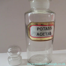 Load image into Gallery viewer, Antique Chemist Bottle with Ball Stopper and Foil Glass Covered Label
