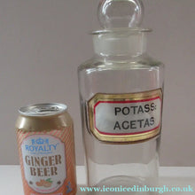 Load image into Gallery viewer, Antique Chemist Bottle with Ball Stopper and Foil Glass Covered Label
