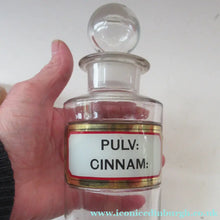 Load image into Gallery viewer, Antique Chemist Bottle with Ball Stopper and Foil Glass Covered Label
