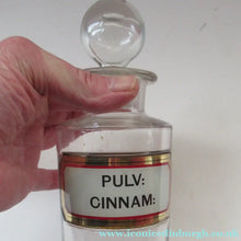 Load image into Gallery viewer, Antique Chemist Bottle with Ball Stopper and Foil Glass Covered Label
