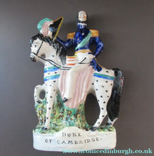 Load image into Gallery viewer, Antique Staffordshire Flatback Figurine. The Duke of Cambridge on Horseback
