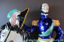 Load image into Gallery viewer, Antique Staffordshire Flatback Figurine. The Duke of Cambridge on Horseback
