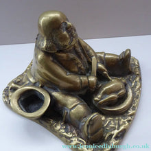 Load image into Gallery viewer, Antique Victorian Brass Inkwell of a Daniel Lambert
