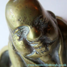 Load image into Gallery viewer, Antique Victorian Brass Inkwell of a Daniel Lambert
