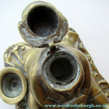 Load image into Gallery viewer, Antique Victorian Brass Inkwell of a Daniel Lambert
