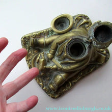 Load image into Gallery viewer, Antique Victorian Brass Inkwell of a Daniel Lambert
