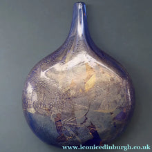 Load image into Gallery viewer, LARGE Azurene Vintage 1980s ISLE OF WIGHT Glass Royal Blue and Gold Lollipop Vase

