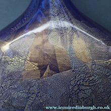 Load image into Gallery viewer, LARGE Azurene Vintage 1980s ISLE OF WIGHT Glass Royal Blue and Gold Lollipop Vase
