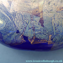 Load image into Gallery viewer, LARGE Azurene Vintage 1980s ISLE OF WIGHT Glass Royal Blue and Gold Lollipop Vase - British Glass
