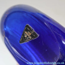 Load image into Gallery viewer, LARGE Azurene Vintage 1980s ISLE OF WIGHT Glass Royal Blue and Gold Lollipop Vase
