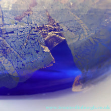 Load image into Gallery viewer, LARGE Azurene Vintage 1980s ISLE OF WIGHT Glass Royal Blue and Gold Lollipop Vase
