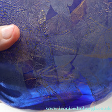 Load image into Gallery viewer, LARGE Azurene Vintage 1980s ISLE OF WIGHT Glass Royal Blue and Gold Lollipop Vase
