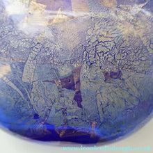 Load image into Gallery viewer, LARGE Azurene Vintage 1980s ISLE OF WIGHT Glass Royal Blue and Gold Lollipop Vase

