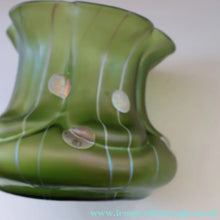 Load image into Gallery viewer, LARGE Bohemian Glass KRALIK Vase with Striefen and Flecken Decoration, c 1899
