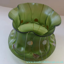 Load image into Gallery viewer, LARGE Bohemian Glass KRALIK Vase with Striefen and Flecken Decoration, c 1899
