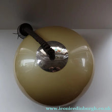 Load image into Gallery viewer, LARGE Cream  / Mushroom 1970s GUZZINI STYLE Pendant Hanging RISE and FALL Light Shade with Chrome Cap
