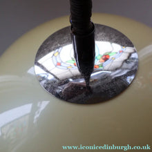 Load image into Gallery viewer, LARGE Cream  / Mushroom 1970s GUZZINI STYLE Pendant Hanging RISE and FALL Light Shade with Chrome Cap
