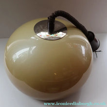 Load image into Gallery viewer, LARGE Cream  / Mushroom 1970s GUZZINI STYLE Pendant Hanging RISE and FALL Light Shade with Chrome Cap
