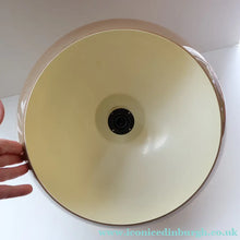 Load image into Gallery viewer, LARGE Cream  / Mushroom 1970s GUZZINI STYLE Pendant Hanging RISE and FALL Light Shade with Chrome Cap
