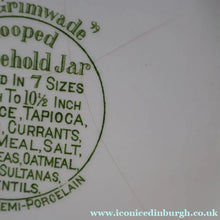 Load image into Gallery viewer, LARGE Early 20th Century Antique Grimwades White Hooped Household Jar or Canister. MEAL (in green letters)
