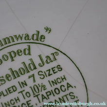 Load image into Gallery viewer, LARGE Early 20th Century Antique Grimwades White Hooped Household Jar or Canister. MEAL (in green letters)
