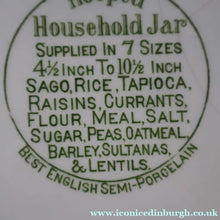 Load image into Gallery viewer, LARGE Early 20th Century Antique Grimwades White Hooped Household Jar or Canister. MEAL (in green letters)
