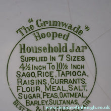 Load image into Gallery viewer, LARGE Early 20th Century Antique Grimwades White Hooped Household Jar or Canister. MEAL (in green letters)
