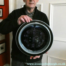 Load image into Gallery viewer, 1960s Scandinavian Arabia Pottery Platter Blue Fructus Apple Design
